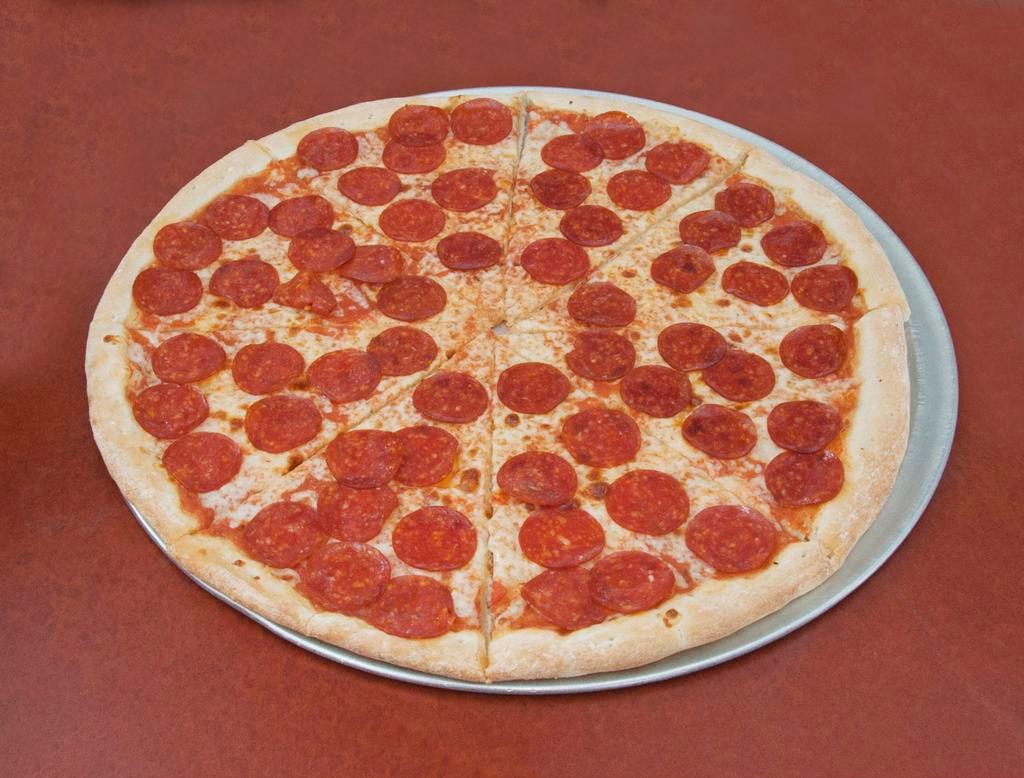 Pepperoni Pizza · Homemade marinara sauce, mozzarella cheese, and pepperoni
