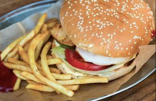 Grilled Chicken Burger COMBO w/Fries and Canned Soda · 