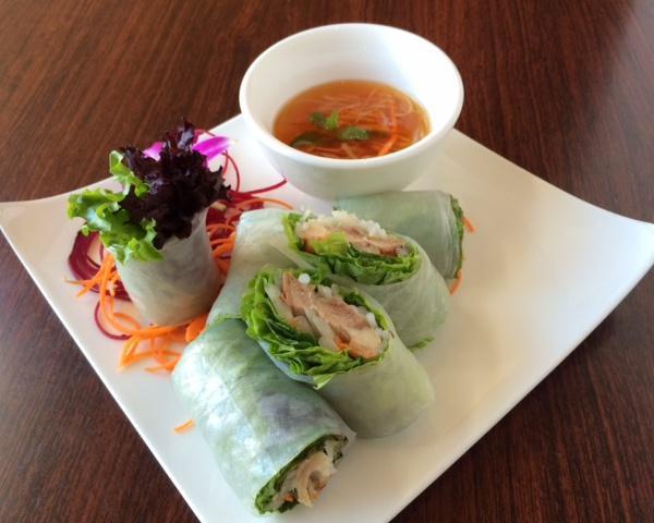 Catering Summer Duck Roll · 15 pieces. Stew Duck, lettuce, mint, carrot, vermicelli, sprout and cucumber. Served with Vietnamese fish sauce.