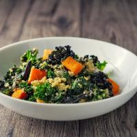 Kale & Butternut Squash Salad · Organic Kale, Roasted Butternut Squash, Organic Brown Quinoa, Apples, Avocado, Dried Cranber...