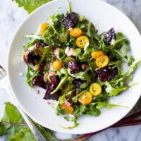Sweetheart Beet Salad · Organic beets, mixed greens, tomatoes, cucumbers, carrots, pistachios (nut allergy), feta ch...