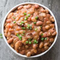 Homemade Seasoned Beans · Extra virgin olive oil, bay leaves, onion, rosemary, salt and pepper