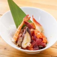 Chirashi · 17pcs Assorted raw fish over rice. Served with side.