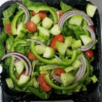 Fresh Garden Salad · Includes lettuce, tomato, cucumber, onion and green pepper.