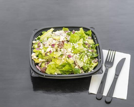 Greek Salad · Romaine lettuce, cherry tomato, cucumber, black olives, purple onion, and feta cheese, with lemon vinaigrette.