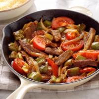 74. Beef with Pepper and Tomatoes · Served with rice. 