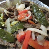Bistec ala Mexicana · Carne asada with tomato, onion and jalapeno pepper. Served with rice, beans, and tortillas. 