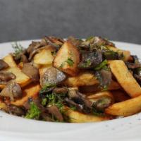 Potato with Mushrooms · Pan fried potato with mushrooms and onions.
