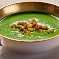 6. Palak Ka Shorba Soup · Fresh spinach puree with ginger, garlic, and lemon juice.