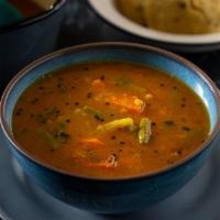 7. Sambar Soup · Lentil soup with fresh vegetables. Vegan.