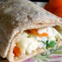 4. Cali Breakfast Wrap · 2 egg whites, avocado, tomatoes and pepper Jack cheese on a wrap.