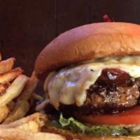 6. Texan Burger Deluxe · Beef burger with BBQ sauce, bacon, pepper jack cheese.