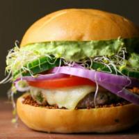 9.California Burger · Avocado, mozzarella cheese and ranch dressing.