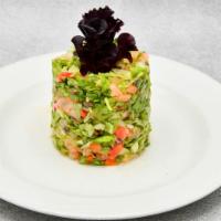 Monday Night Chopped Salad · Finely chopped romaine, iceberg, tomato, onion, roasted pepper,radish, scallion, and anchovy.