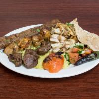 Large Mix Grill · Assorted of shish, adana, lamb gyro and chicken gyro.