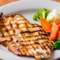 grill chicken breast · chicken breast.served w/ mashed potatoes,tostones,vegetables