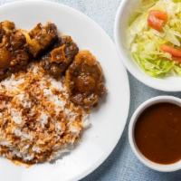 Stewed Oxtail Combo's · Served with your choice of rice and a side salad.