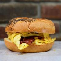 2 Eggs on a Roll with Bacon and cheese · 