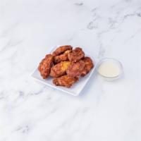 Buffalo Wings (7 Pc.) · Mild, BBQ or hot. Served with blue cheese . Add french fries for an additional charge.