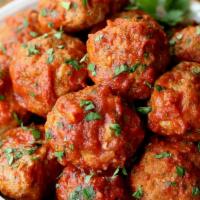 Side of 4 Meatballs · Ground meat prepared with bread crumbs, minced onion, and Italian seasoning.