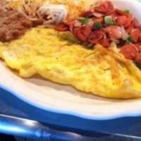2 Eggs and Winnies a La Mexicana · Served with beans.