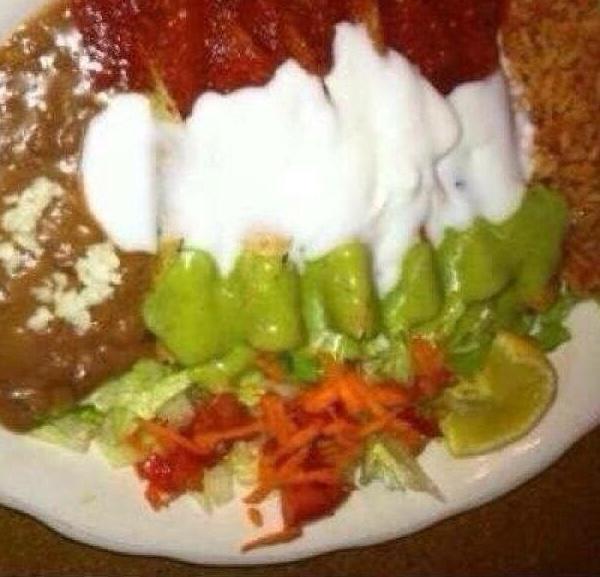 6 Plate Flautas · Served with rice, beans, salad, avocado sauce and sour cream.
