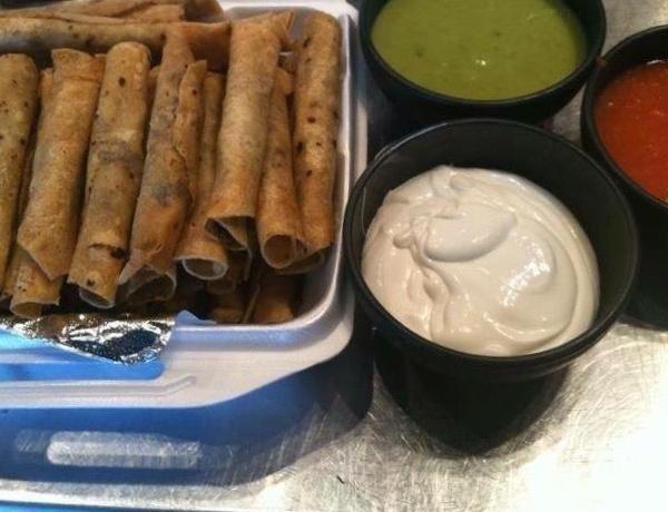 6 Flautas · Served with avocado sauce and sour cream.