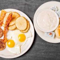Breakfast Special 1 · 2 eggs any style, bacon or sausage, fries or hash brown, gravy or gifts, biscuit or toast an...