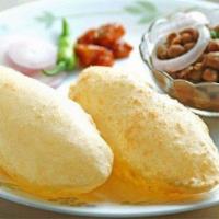 Chole Bhatura · Chickpeas with 2 fluffy all purpose flour breads.