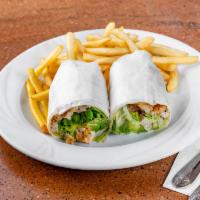 Roman Empire Wrap · Grilled chicken, romaine, Pecorino Romano and Caesar dressing. Served with choice of side.