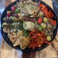 Platter No. 6 · Vegetariano, portobello, sun-dried tomatoes, grilled zucchini, grilled eggplant, mixed olive...