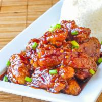 1. General Tso's Chicken · Served with white rice. Spicy.