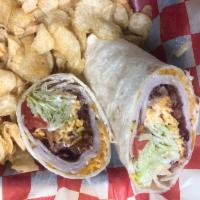 Turkey Bacon Ranch Wrap · Turkey, bacon, lettuce, cheddar cheese, and tomatoes. Drizzled with ranch dressing.