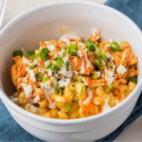 Buffalo Chicken Mac and Cheese · Shredded Roasted Chicken over creamy house made mac and cheese topped with our signature Bay...