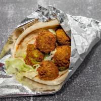 Falafel Sandwich · Meatless sandwich made from chickpeas and spices. 