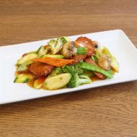 12. Beef Teriyaki  · Vegetarian beef sauteed with  mixed vegetables in teriyaki sauce.