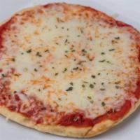 Pita Pizza · Pita topped with tomato sauce and Mozarella.