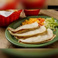 Soft Tacos · 3 pieces of soft flour or corn tortilla tacos with your choice of protein. Served with lettu...