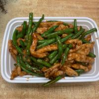 105. Chicken with String Beans · With white rice.