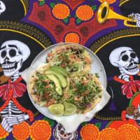  2 Shrimp Taco · 2 Shrimp tacos with diced onions, cilantro lettuce, tomato, fresh avocado. Mexican cream and...