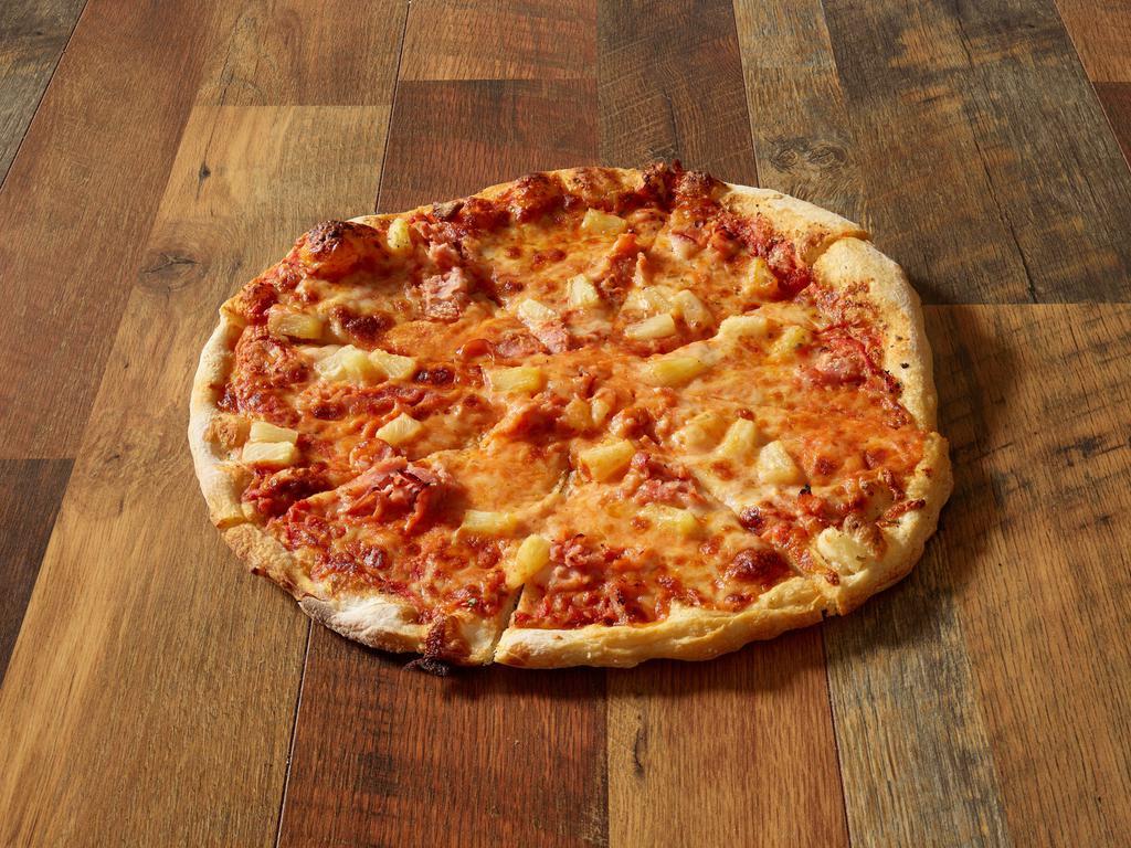 Hawaiian Pizza · Traditional red sauce, ham, pineapple and mozzarella.
