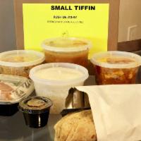 Small Tiffin 5 Meals Plan · Sukhmani's small tiffin is a great meal option for a single person. Make a selection of 5 di...