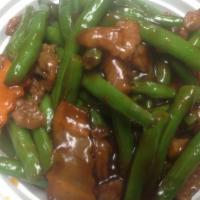 73. Roast Pork with String Bean · Served with white rice.