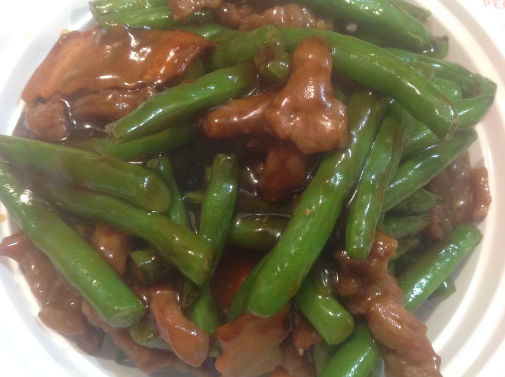 95. Beef with String Bean · Served with white rice.