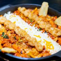 Shrimp Cheese Dakgakbi · Includes shrimp fries on the top of cheese Dakglabi. Such a great combination.( 2 portions )