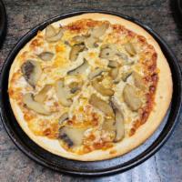 Mushrooms Pizza · Sliced mushrooms, shredded cheese and famous Singas pizza sauce.