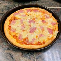 Hawaiian Pizza · Juicy pineapple, thin sliced ham and shredded cheese with our famous singas pizza sauce.