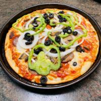 Singas Special Pizza · Pepperoni, sausage, mushrooms, onions, green peppers, and black olives.
