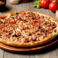 The Big 10 Pizza · Italian sausage, pepperoni, beef, Canadian bacon, sausage, onions, green peppers, mushrooms,...