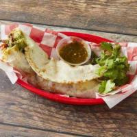 Veggie Jr Burrito · A medium flour tortilla filled with beans, lettuce, tomato, sour cream, cheese, guacamole, g...